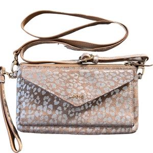 Lodis Leather Leopard Print Wristlet Crossbody Bag